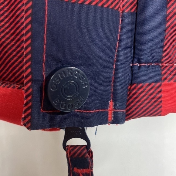 𝅺oshkosh B'gosh 18M Navy Blue and Red Flannel Fleece Lined Winter Jacket - Picture 12 of 17